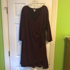 Plus size burgundy style wrap dress